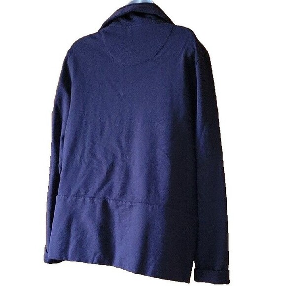 Lands' End Sweatshirt Jacket Navy L Button Front 14-16 Solid Casual Pockets - Picture 6 of 11
